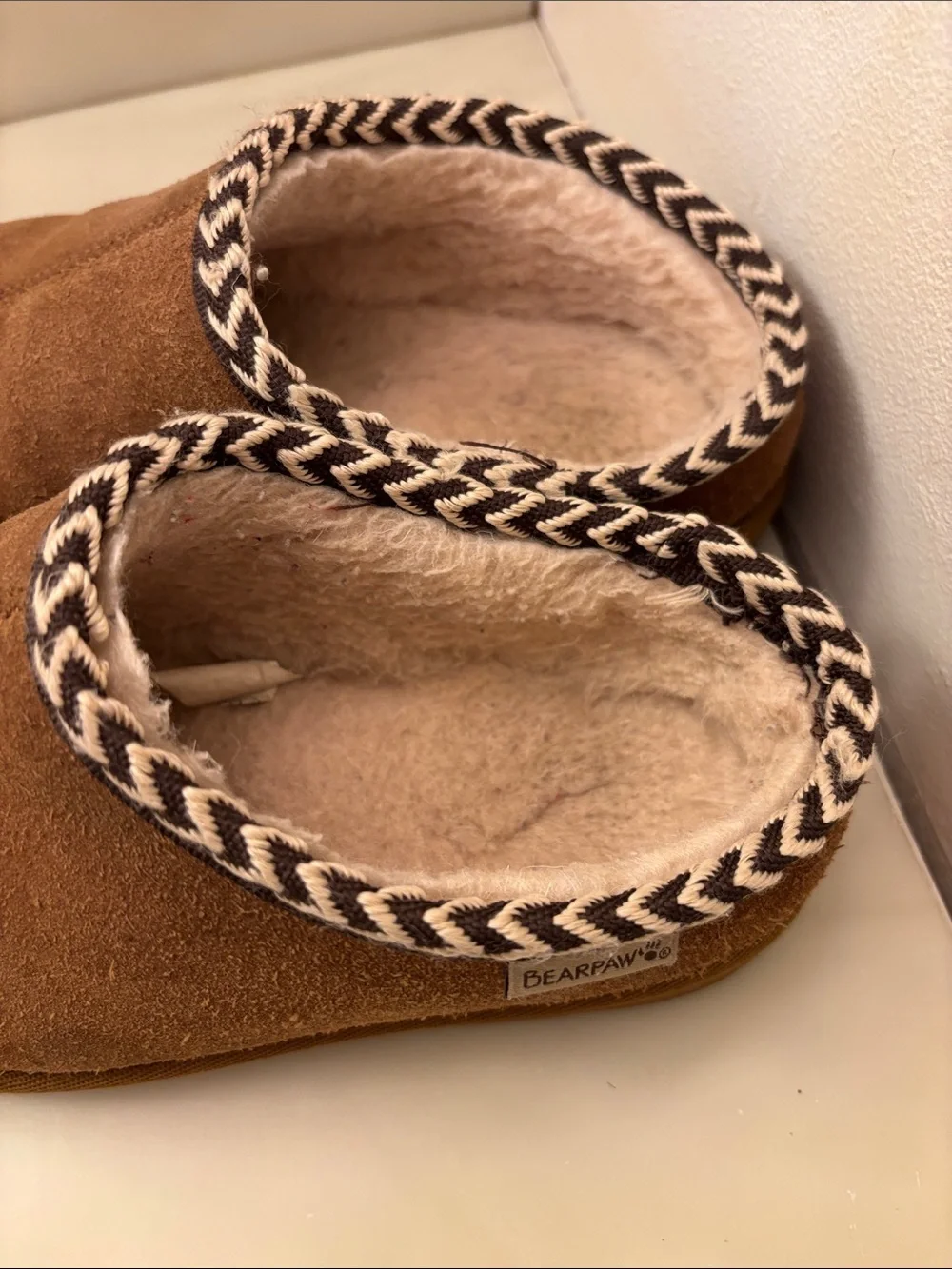 BearPaw Kids Tan Suede Cozy Slip-On Slippers